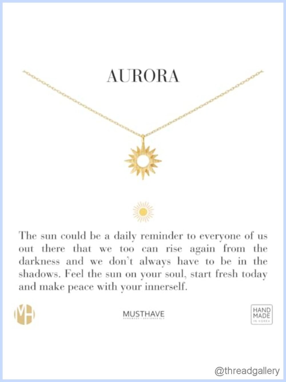 18K Gold Plated Sunshine Necklace Sun Anchor Chain